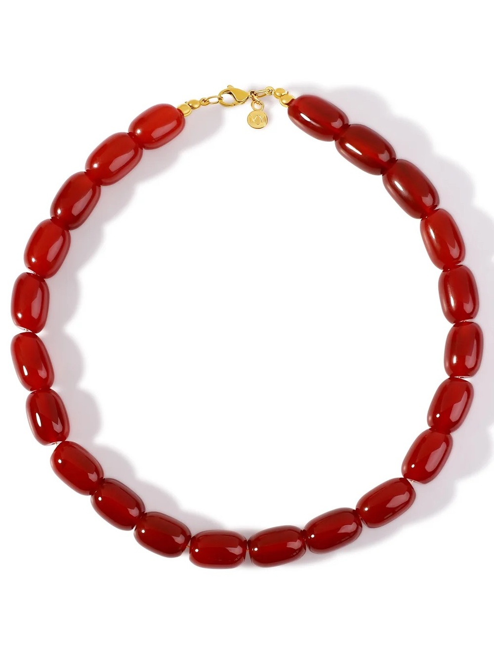 Red Agate with 24k Gold Plated Necklace NWOT
